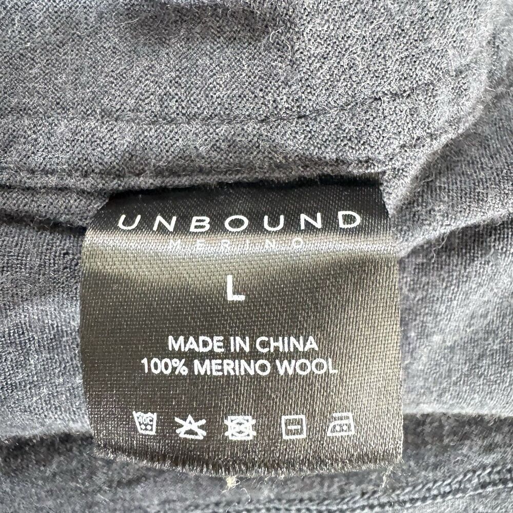 Unbound Merino Boxy Pocket Tee T-Shirt Women's Large Black 100% Merino Wool Crop - Picture 6 of 9